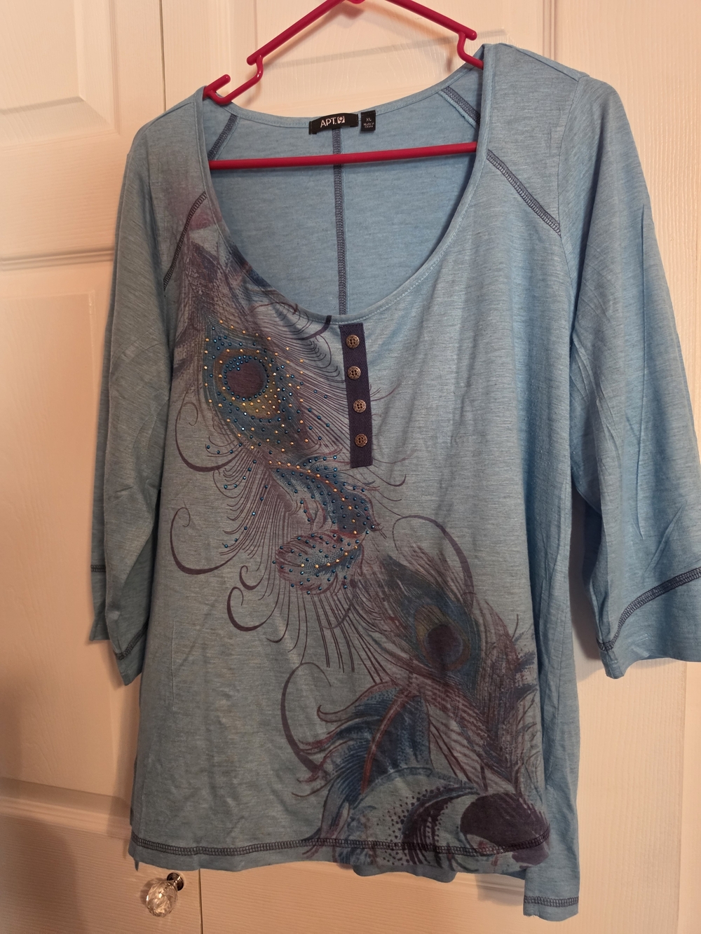 Apt. 9 Light Blue Peacock-Print Women's Top